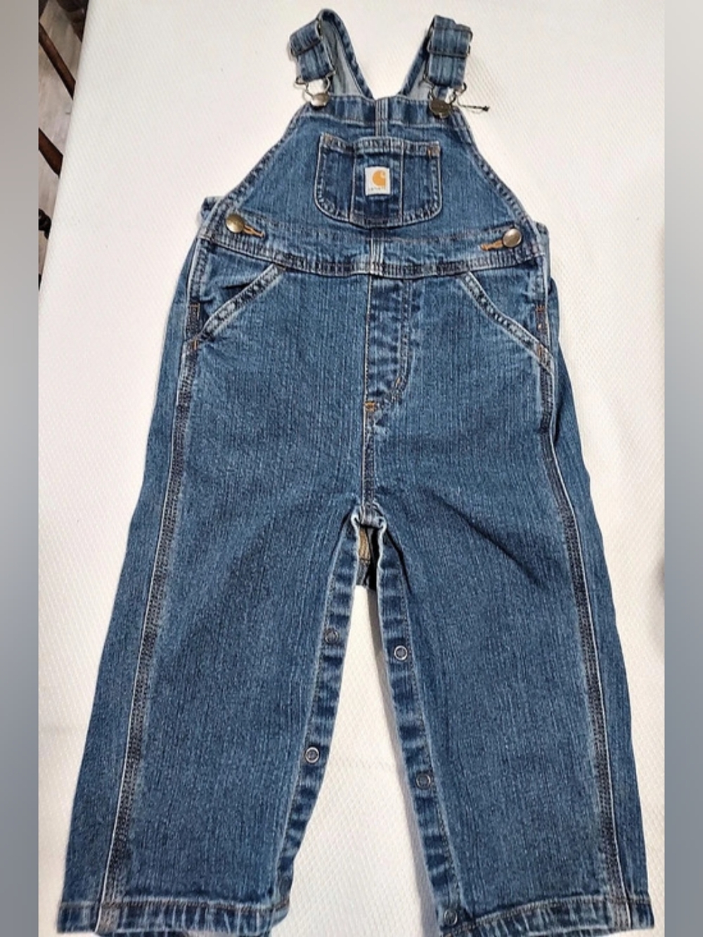 Carhartt Infant/Toddler Washed Denim Bib Overalls Blue Boys 18M